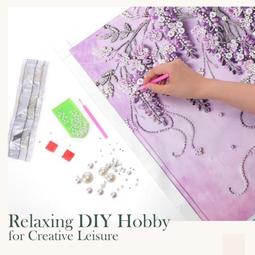 FunooFuno 2 Pcs Wisteria Rose Pearl Diamond Art Kits for Adults, 16" x 20"