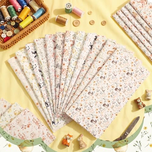 HunnmingRe 20 Pcs 10''x10'' Cute Farm Animals Quilting Fabric Squares