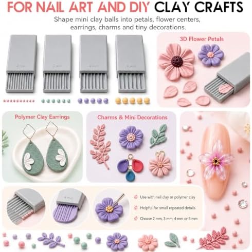 3D Print Clay Gel Ball Maker Tool,Mini Polymer Clay Bead Maker,for 3D Gel Flowers, Sphere Shaper Roller Tool for Perfect Round Beads, Earrings & Jewelry Making (2-5MM Pink)