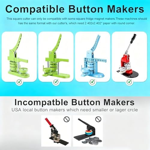 Fridge Magnet Paper Cutter, 2''x2''/50x50mm Square Button Cutter Die Cutter, Heavy-Duty Paper Card Cutter Punch for Cards, Badges, Cartoon Buckles, Photo Frames