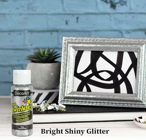 DecoArt Craft Twinkles Glitter Acrylic Paint Set – 9 Bottles (2 fl oz) – Sparkling Craft Paints for Kids’ Art, Holiday Crafts & DIY Projects