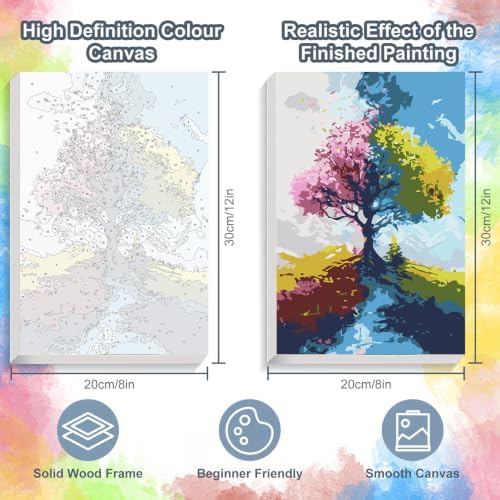 Tree of Life Framed Paint by Numbers Kit for Adults Beginner 8x12 inch