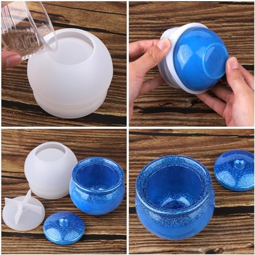 Juome Jar Resin Molds Silicone, Large Jars Silicone Molds with Lid for Epoxy Resin Casting, Resin Mold for DIY Jewelry Storage Box, Candy Container, Home Decoration | Jar Silicone Molds with Lid for Epoxy Resin Casting, Resin Mold for DIY Jewelry Stora...