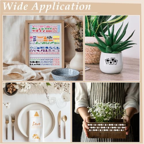 UNICRAFTALE 4Pcs Metal Stencils for Wood Burning Mixed Patterns Stencils Stainless Steel Reusable Templates Alphabet and Number Bookmark Ruler School Supplies for DIY Engraving Painting Scrapbooking