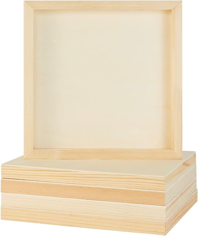 Bright Creations Art Supplies Wood Panels for Painting - 10x10 in, 0.83 in Cradle Depth, Unfinished, Pack of 6 - Cradle Boards for Painting & Craft Boards for Wall Art