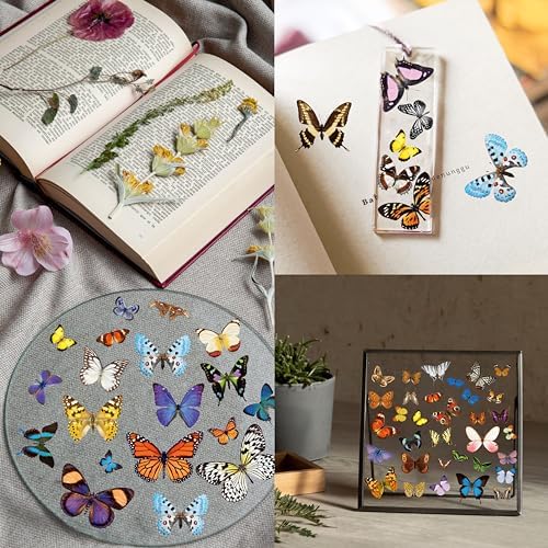 400+ PCS Realistic Butterfly Stickers, Self-Adhesive PVC Vintage Butterfly Stickers for Scrapbook, Laptop, Journal, DIY Project, Window, Envelope Spring Themed Party Decors
