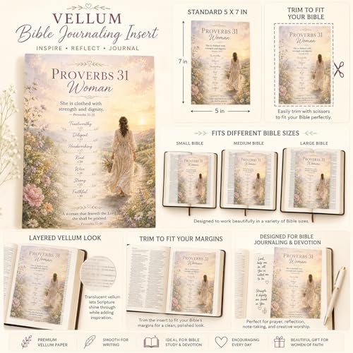 Bible Journaling Inserts Set 15 PCS Translucent Vellum Bible Inserts for Faith Journaling & Bible Study Scripture Inserts and Bible Tip Ins for Christian Journaling Christian Gifts for Women