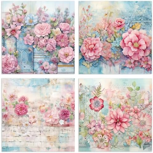 YASMEN Flowers Scrapbook Paper Pad, 6x6 Single-Sided Valentine Cardstock Paper Pad for Card Making, Journals, Planner, DIY Envelopes, Greeting Cards, Decorative Art Craft -24 Sheets