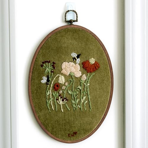 Celley Embroidery Hoops, Oval Imitated Wood Design, 3 Pcs