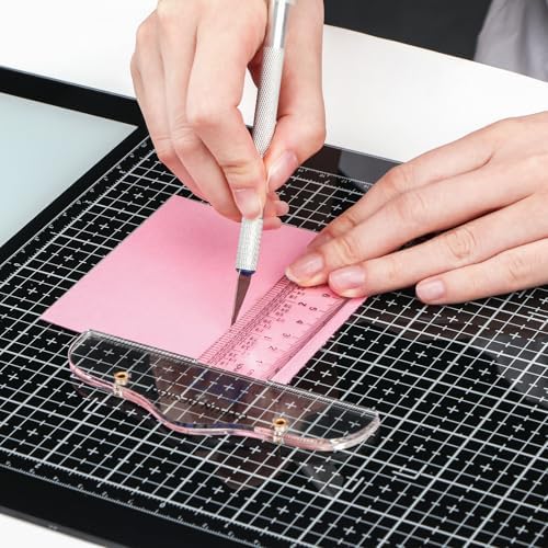Glass Craft Mat for Crafting Measuring Painting Work Magnetic Cutting Media Mat for Crafts Tempered Glass Crafting Surface for Cutting Stamping Mixed Media Heat Embossing and Hot Glue Projects