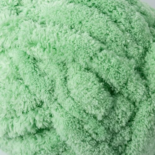 Loops & Threads Fluffy Chenille Yarn - Yarn for Knitting, Crochet, Weaving, and Arts & Crafts - Green, Polyester, 10.58 oz