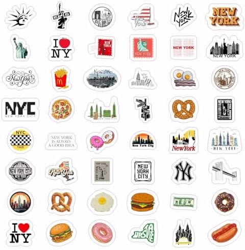 100Pcs New York Stickers for Water Bottle and Laptop - New York Party Supplies & Decorations, Waterproof Vinyl Decals, City and Landmark Stickers, Gifts for Women & Men
