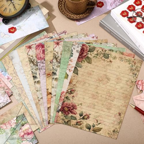 TaoBary 160 Pcs Vintage Floral Stationery Paper and Envelopes Set