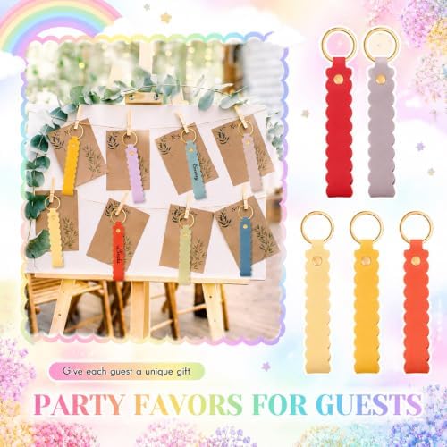 Scalloped PU Leather Keychain Blanks Laser Engraving