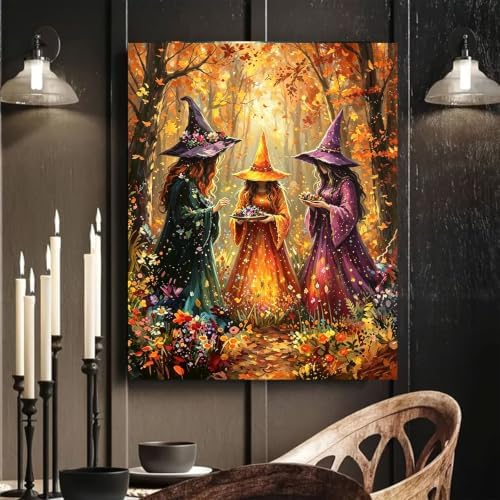 Arttoplus Halloween Paint by Numbers Kit for Adults Beginner 16x20in, Witch
