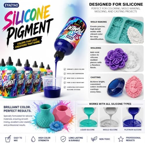 EYAEYAO Silicone Rubber Pigment - Black Paste Silicone Coloring Dye for Mold Making, Molding and Casting - Vibrant Color Pigment for Epoxy Resin Molds Making, Statues DIY Crafting (Black, 3.5 oz)