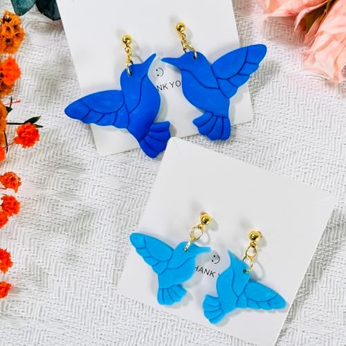 Xaekicr Hummingbird Polymer Clay Cutters – 4 Pcs Clay Cutters for Polymer Clay Jewelry, Bird Shape Clay Earring Cutters, DIY Clay Tools for Earrings and Crafts