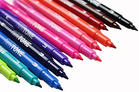 Tombow 61500 Twintone Marker Set, Bright, 12-Pack. Double-Sided Markers for Bold and Precise Writing