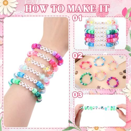 Soulchen 1269 Pcs/24 Sets Mother's Day Beads Bracelets Craft Kit DIY