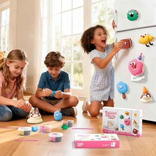 Air Dry Clay Kit for Kids - 6 Boxes Fridge Magnets Craft Set | Modeling Clay with Sculpting Tools Tutorials, Non-Toxic & Safe, DIY Arts and Crafts, Make Your Own Refrigerator Magnet