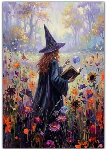CRZMODE Halloween Paint by Numbers Kit for Adults, Witch, 16x20 inch