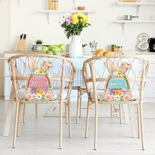 Large Size 12" Wooden Easter Ornaments to Paint, Wooden DIY Blank Unfinished Round Wood Discs Ornament Happy Easter Bunny Door Sign Hanging Sign Plaque Crafts Hanging Decorations 3PCS
