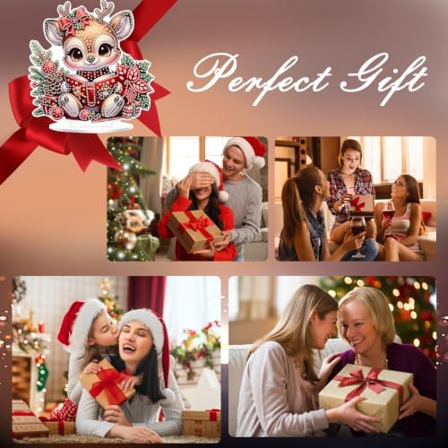 Christmas Diamond Art Kits for Adults,Fawn Reading Book Diamond Painting