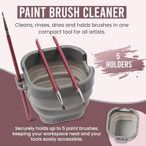 Airtight Watercolor Palette with Lid - Set of 5 Paint Brush Holder Cup with Paint Palette | Acrylic Paint Palette | Paint Brush Cleaner Cup | Painting Accessories | Painting Palette Gifts for Artists