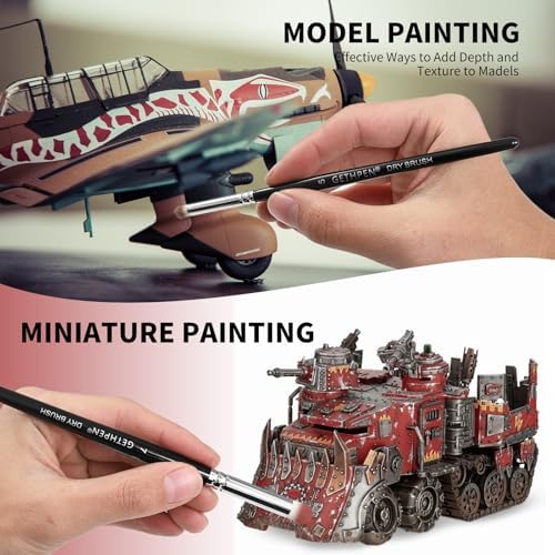 GETHPEN Drybrush Paint Brush Set, 5 Sizes Hobby Detail Paint Brushes