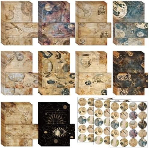 TaoBary 160 Pcs Space Moon Celestial Stationery Paper and Envelopes Set