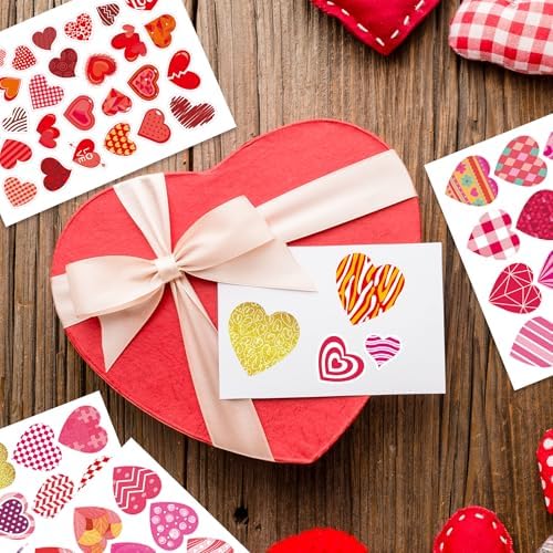 496 PCS Valentines Stickers, Cute Heart Stickers, Valentines Day Sticker for Kids, Class Gifts for Kids Classroom School, Crafts Party Favors Decoration