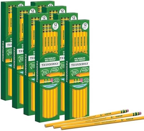 Ticonderoga Wood-Cased Pencils, Unsharpened, #2 HB Soft, Yellow, 96 Count