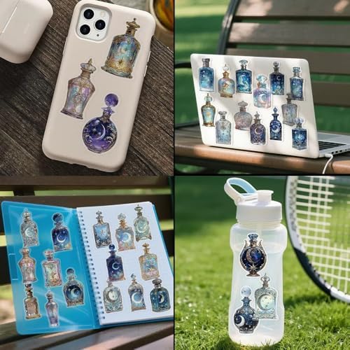50pcs PET Vinyl Stickers Scrapbook, Self-Adhesive Waterproof Vinyl Sticker for Laptops, Aesthetic Decor Journal Stickers Planner Accessories for Luggage, Water Bottles.Lunar Bottle