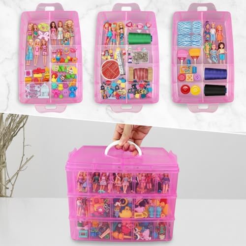 Guyuyii 3-Tier Stackable Bead Organizer - 30 Adjustable Compartments - Perfect Craft Storage Solution for Bead Organization, Jewelry Making and DIY Projects