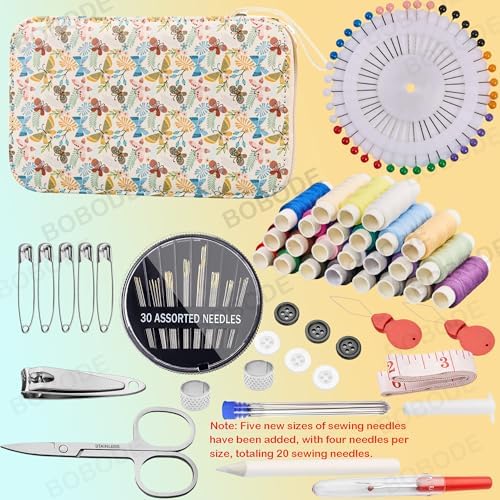 Bobode 140 PCS Travel Sewing Set Basic Hand Sewing Kit for Adults