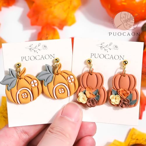 Puocaon Fall Polymer Clay Cutters - 11 Pcs Autumn Themed Cutters for Polymer Clay Jewelry Pumpkin Mushroom Earrings Making Kit for Polymeric Jewelry Design
