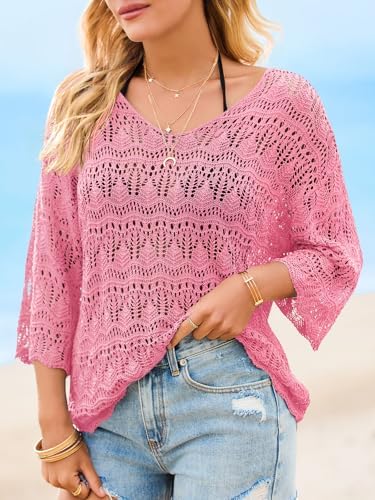 Saodimallsu Womens Crochet Cover Up Sweater Tops