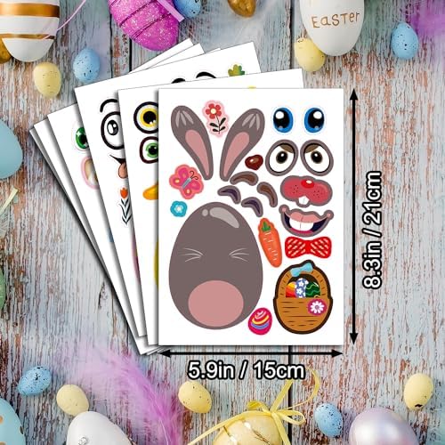 SmilinFit Easter Stickers for Kids Toddlers, Easter Basket Stuffers, Make A Face Stickers Crafts with Eggs Themed, Kids Party Favor Supplies Decorations Activities Gifts for Girls Boys