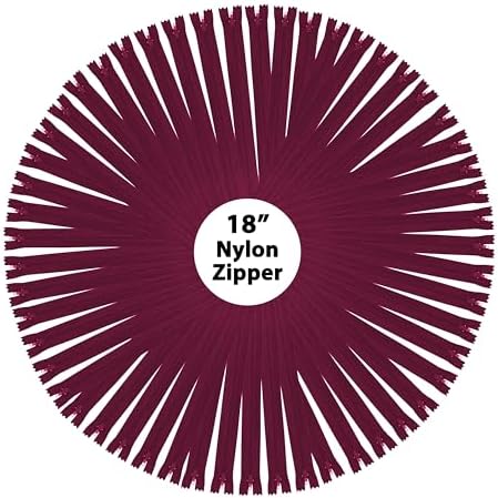 Mandala Crafts 60 PCs Maroon Closed-End 18 Inches Nylon Zippers for Sewing