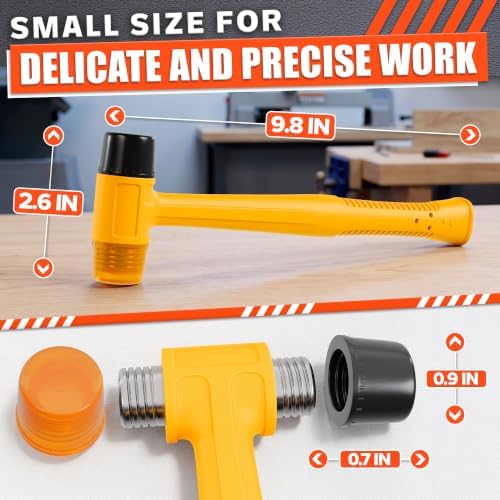 Small Rubber Mallet Hammer 1", 25mm Two Sided Head, 9.8 Inch Handle