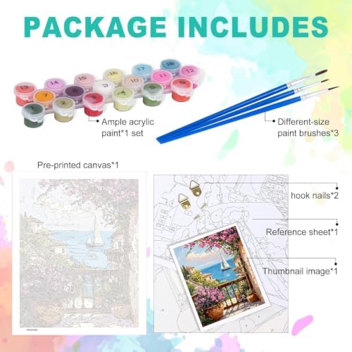 Yixzoxa Paint by Numbers Kit for Adults, DIY Oil Painting Canvas 16x20inch