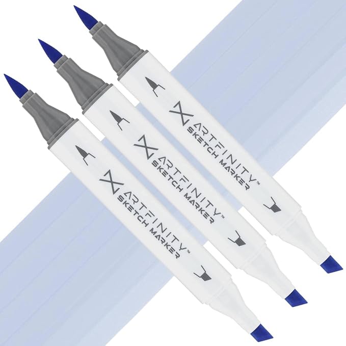 Artfinity Sketch Markers - Set of 3 - Cold Stone B5-3, Vibrant, Professional, Dye-Based Alcohol Markers for Artists, Drawing, Travel, & More