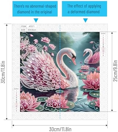 AiYuanzsh 5D Special Shape Diamond Art Kits for Beginners, Diamond Painting Kits for Adults, Crystal Rhinestones Diamond Painting for Home Wall Decoration Gift 12×12 inch/30×30 cm, Beautiful Swan