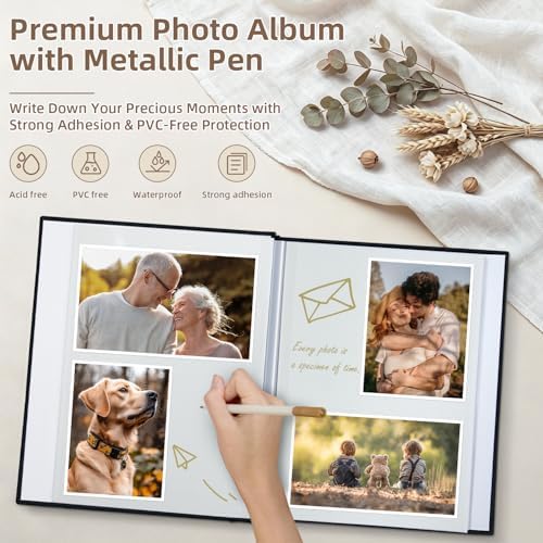 Popotop Photo Album Self Adhesive Scrapbook Album for 4x6 5x7 8x10 Pictures DIY Photo Book as Scrapbooking Supplies Kits, Birthday Gifts for Women Mom Wedding Baby Family Travel