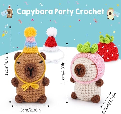 2PCS Capybara Crochet Kit for Beginners Crochet Starter Kit for Adults