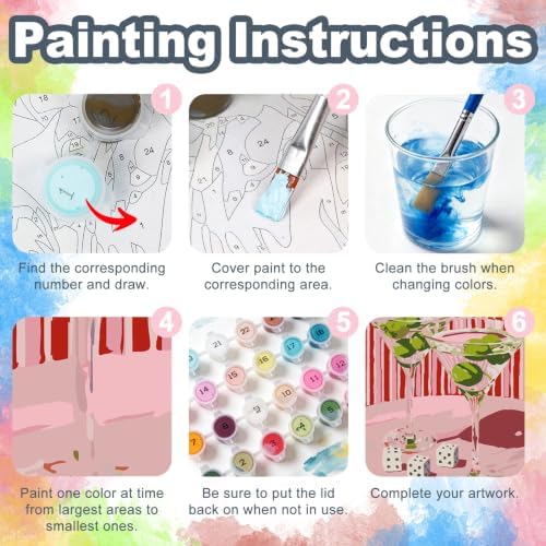 Cocktails Framed Paint by Numbers Kit for Adults Beginner 8x12 inch