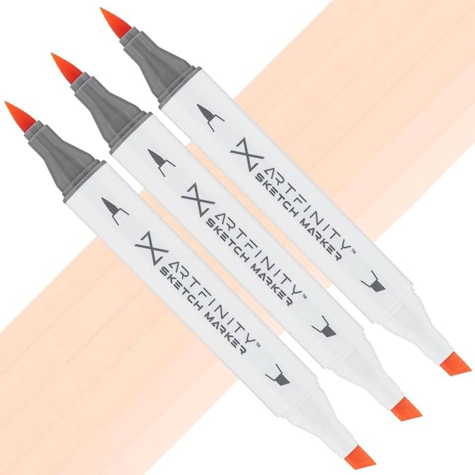 Artfinity Sketch Markers - Set of 3 - Pale PEach YR3-1, Vibrant, Professional, Dye-Based Alcohol Markers for Artists, Drawing, Travel, & More