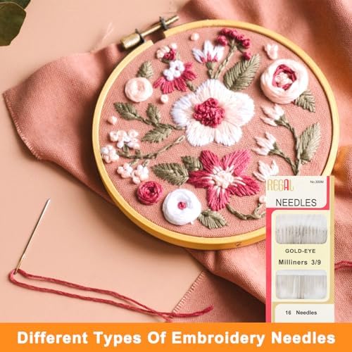 Beginner Embroidery Stitch Book Kit with Fabric Pages, 32 Essential Stitches, All-in-One Hand Embroidery Book for Adults & DIY Craft Lovers, with sewing kit, Needles & Tools, Drawstring Bag