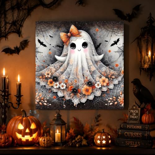 Ghost Paint by Numbers Kit for Adults Beginner with Framed 10x10 Inch