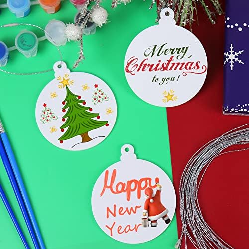 20Pcs 3 Inch Blank Acrylic Christmas Ornaments 2025 White Unfinished Round Acrylic Christmas Ornaments for DIY Craft Hanging Ornaments for Christmas Tree Decoration Xmas Party Decorations